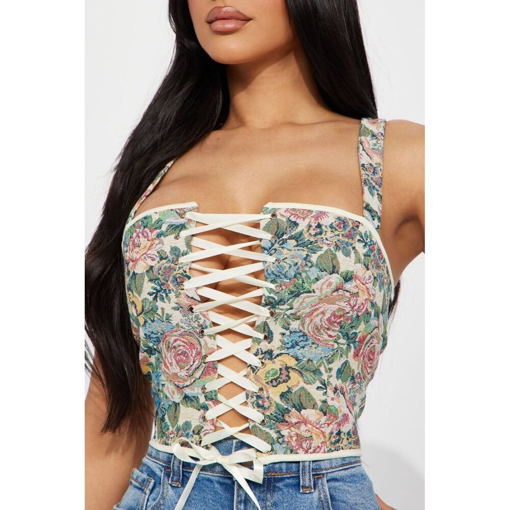 Fashion Nova Archette Jacquard Corset Top - Multi Color size M